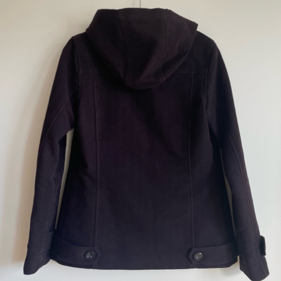 NWOT  7 For All Mankind Hooded Jacket Button / Pocket Detail Dark Plum - Picture 9 of 12